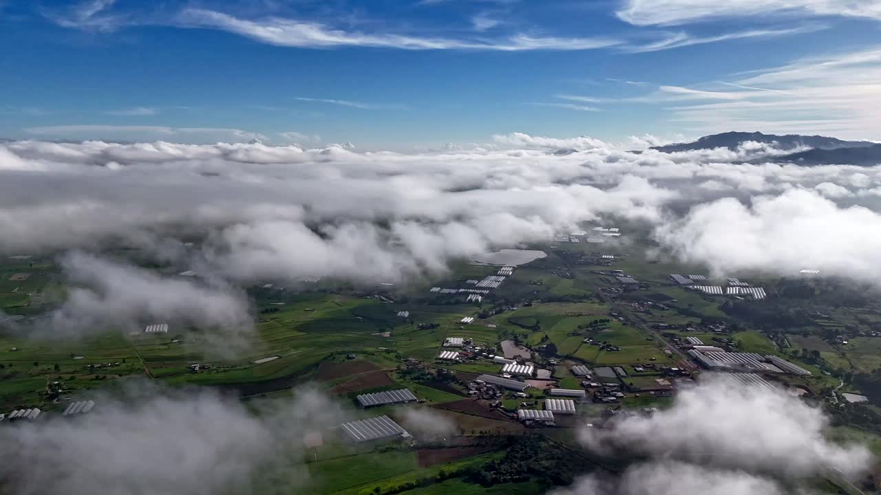 Aerial Hyperlapse, Fast Moving Clouds Above Puebla