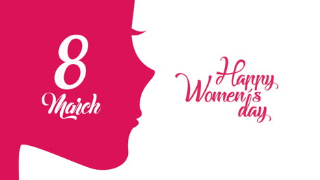 happy womens day lettering with girl profile