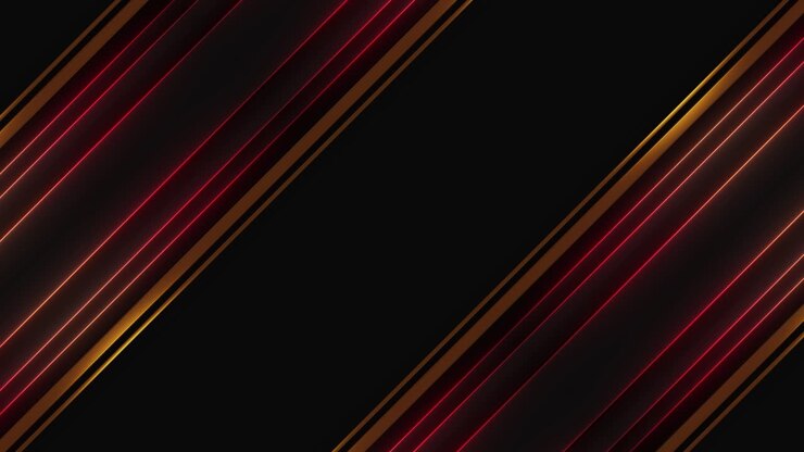 Abstract Dark Background with Glowing Red and Orange Neon Diagonal Lines