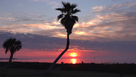 calm texas sunrise along a bayside town.