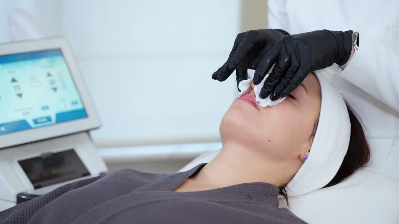 의료 스파에서 얼굴 치료를 받는 여성