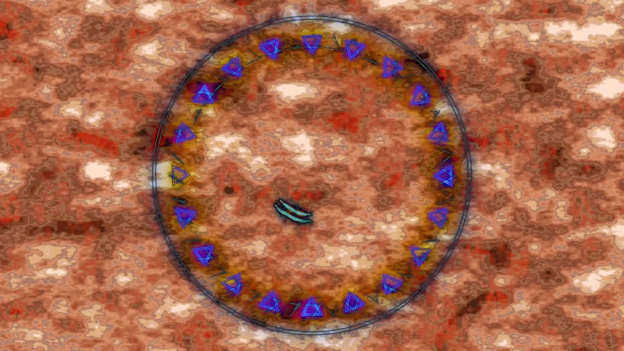 el círculo mágico de la tierra, la poderosa energía antigua, el doble círculo, las seis estrellas, el líquido abstracto, el gas, la textura de la superficie, el movimiento de fondo.