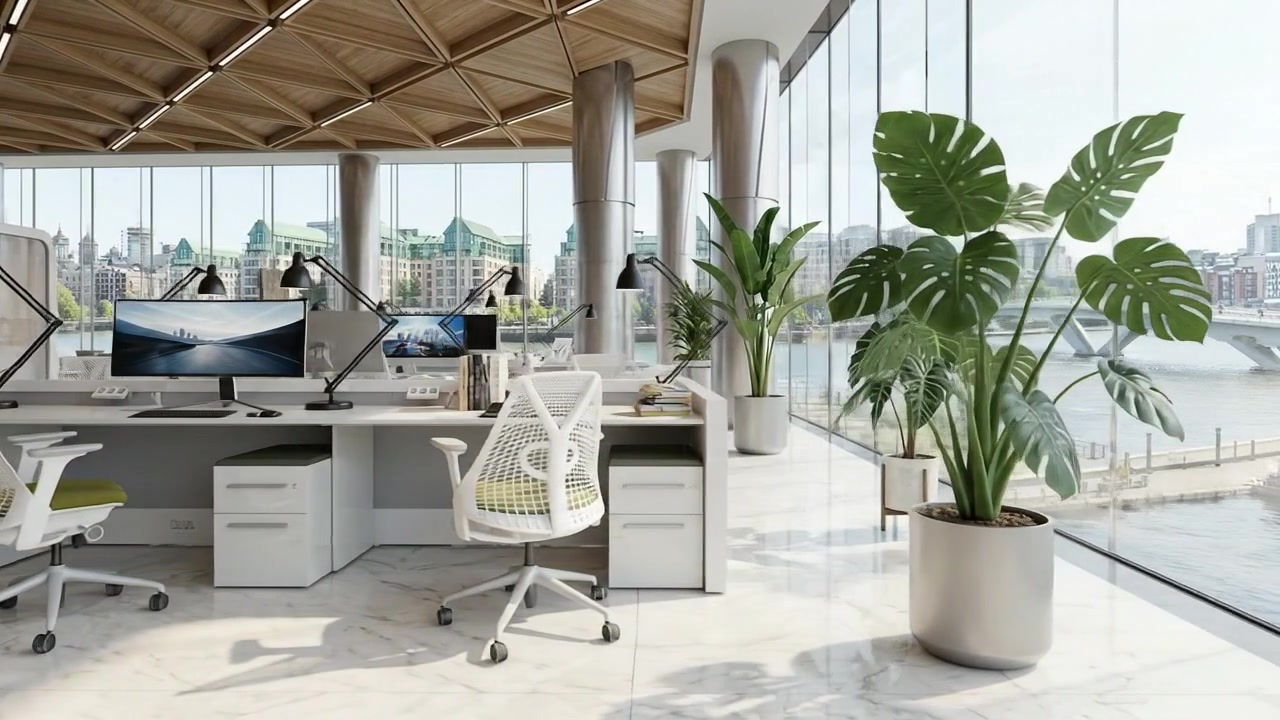 Luxury outdoor lounge beside modern building