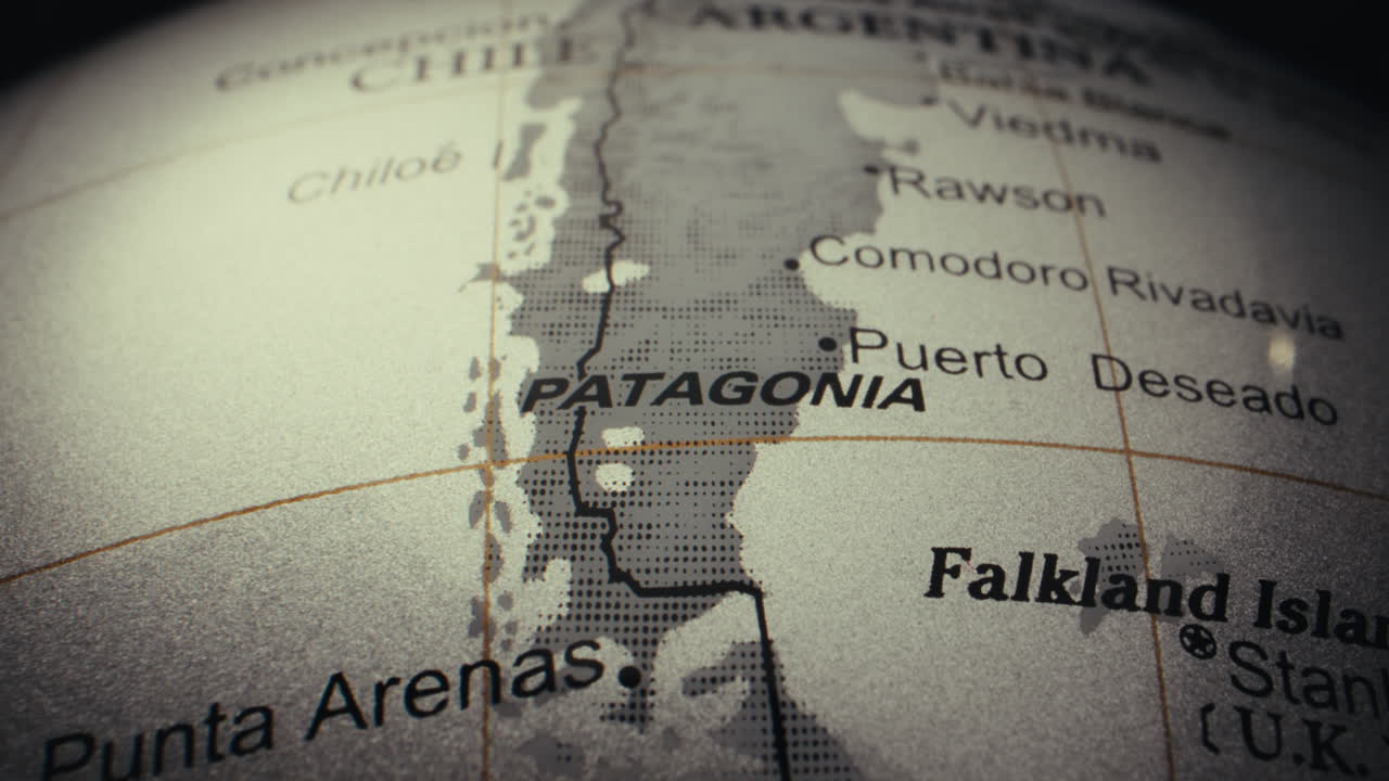 Close-up of Patagonia on a World Globe