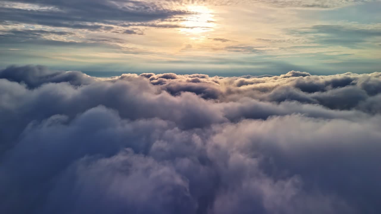 Airplane flying above the clouds, Floating clouds, pilot perspective