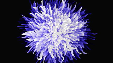 objeto circular azul y blanco con líneas intrincadas sobre fondo negro