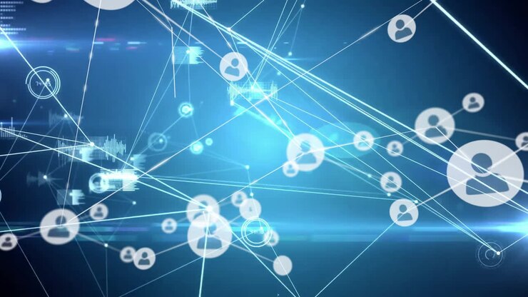 animação de rede de conexões com ícones de pessoas