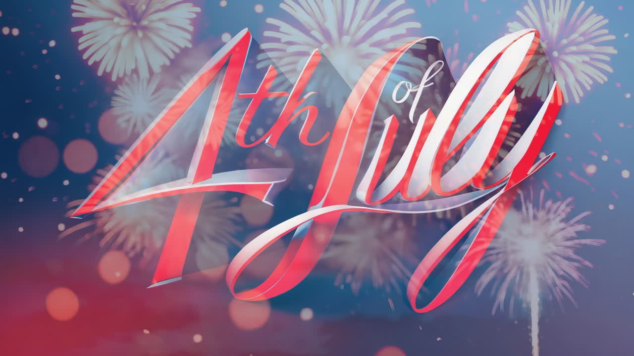 4th of July Patriotic Typography with Fireworks