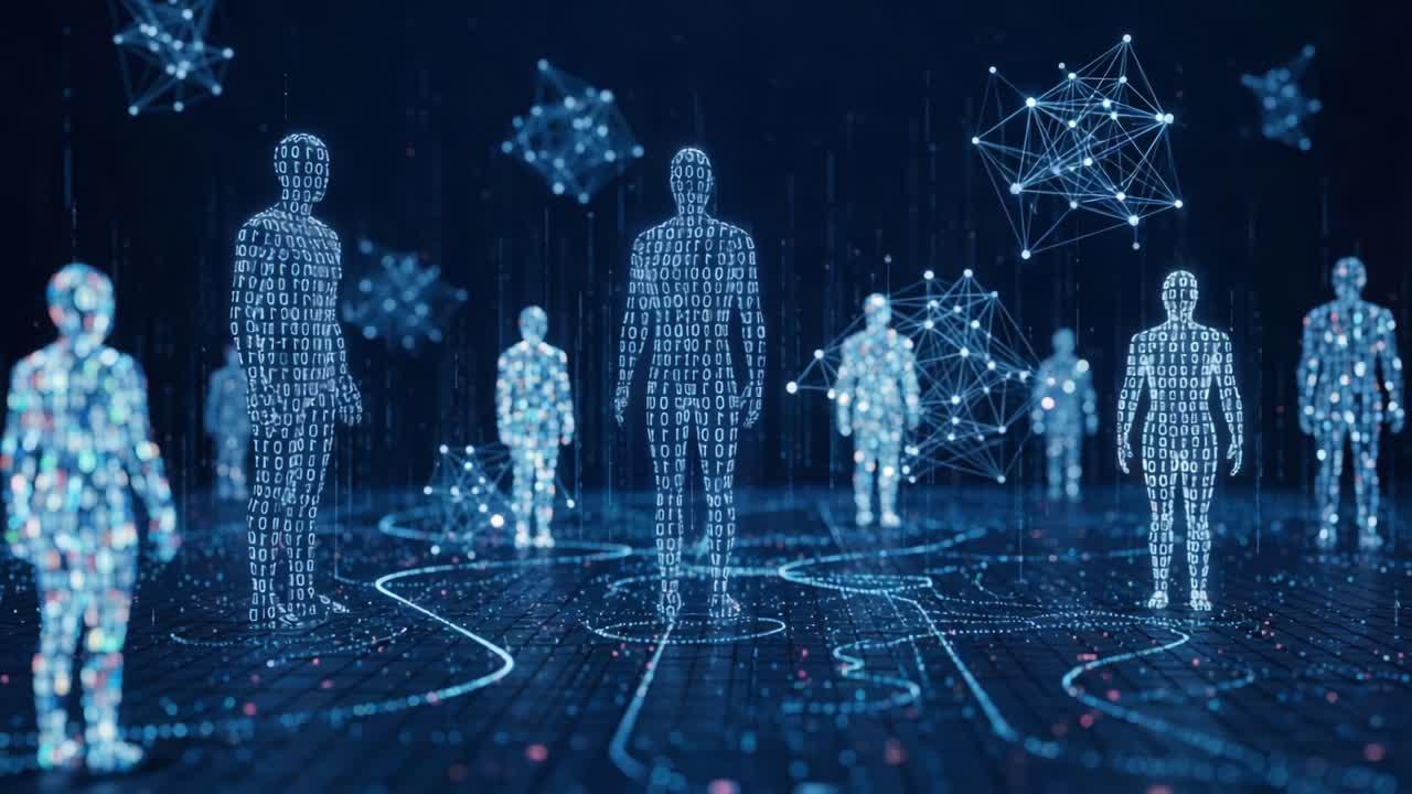 Exploring the Intersection of Technology and Humanity: A Digital Representation of Data-Driven Connections and Interactions in a Virtual Landscape