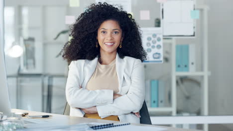 happy, proud and confident female lawyer sitting