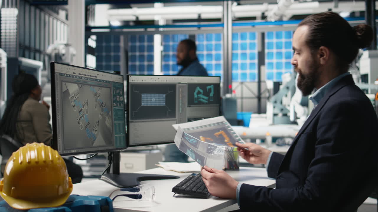 Engineers Working in a Modern Factory