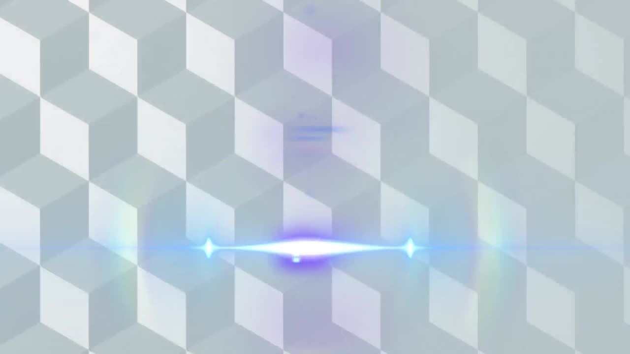 회색 배경에 추상적인 3d 모양에 대한 빛의 점의 디지털 애니메이션