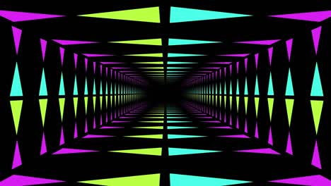 Colourful-lightning-flashes-and-moving-neon-lit-tunnel