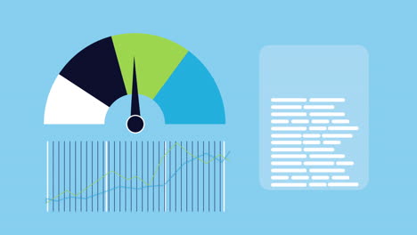 tablero de datos con medidor y gráfico