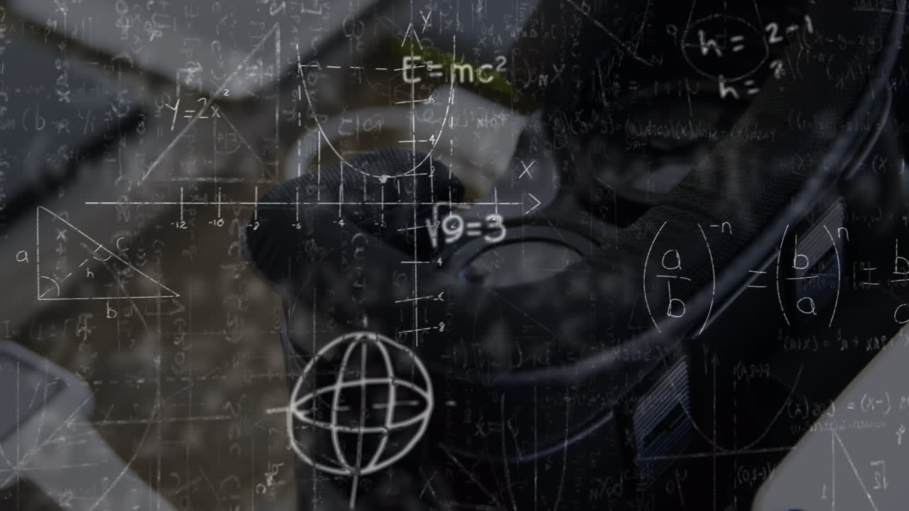 animación de ecuaciones matemáticas sobre el auricular vr