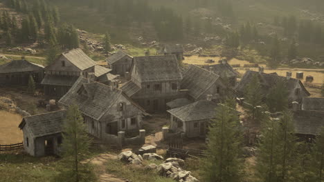 vista de un antiguo pueblo italiano en las montañas de los apeninos