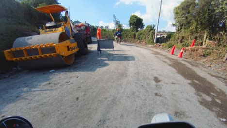 motorcycle pov through guatemala construction