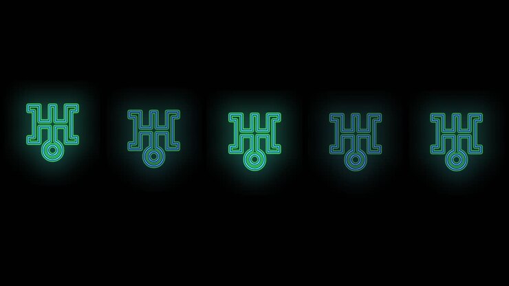 Blue Japan symbol pattern with neon light
