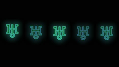 Blue Japan symbol pattern with neon light