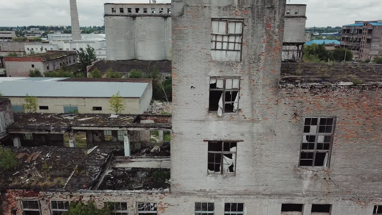 Old abandoned factory building. Aerial View