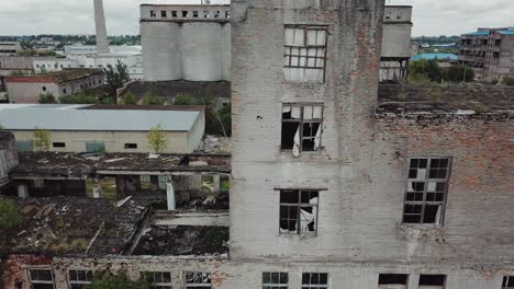 old abandoned factory building. aerial view