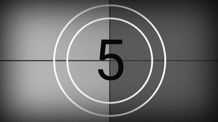 Retro Black and White Film Countdown from Ten to Zero