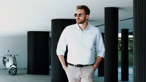 stylish man in a modern building