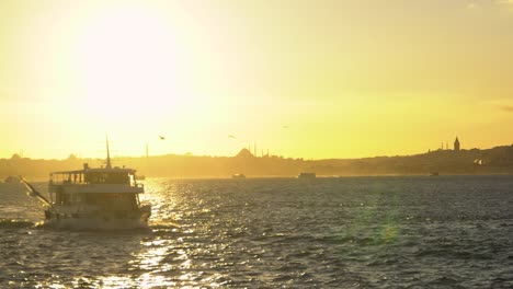 romantic bosporus boat cruise in istanbul during sunset