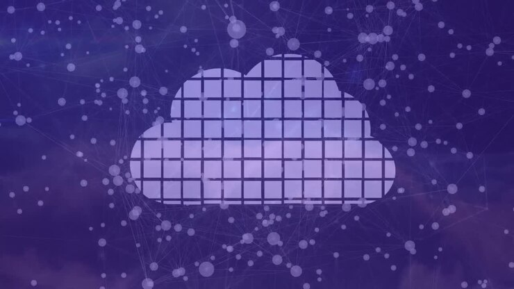 Animation of network of connections on purple background