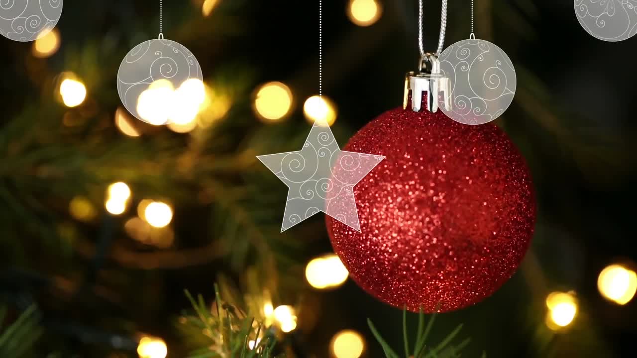animación de ramas de abeto y luces y decoraciones navideñas