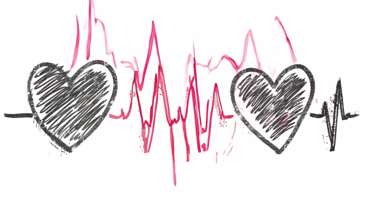 Heartbeat illustration with hearts