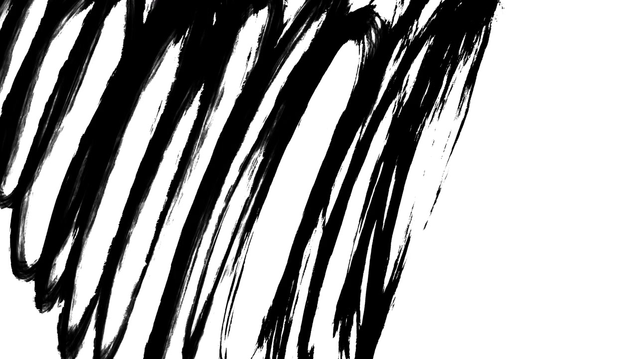 Abstract Black Ink Brush Strokes on White Background