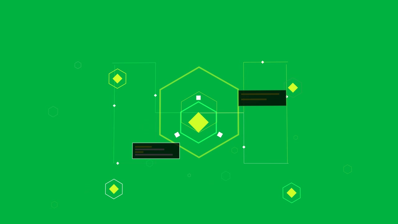 Hub hexagonal concêntrico recebendo dados, pulsando e roteando nós para módulos atualizando painéis
