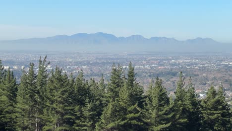 looking out over the cape peninsula from cecilia forest in constantia, in the cape peninsula, south africa