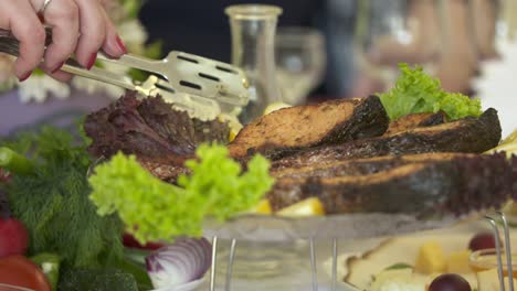 people celebrate holidays at festive dinner. close-up of dining table