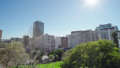 la skyline view: la의 사무실, 호텔, 아파트, 미국 현대 도시 생활 방식의 개념, la의 도시 생활