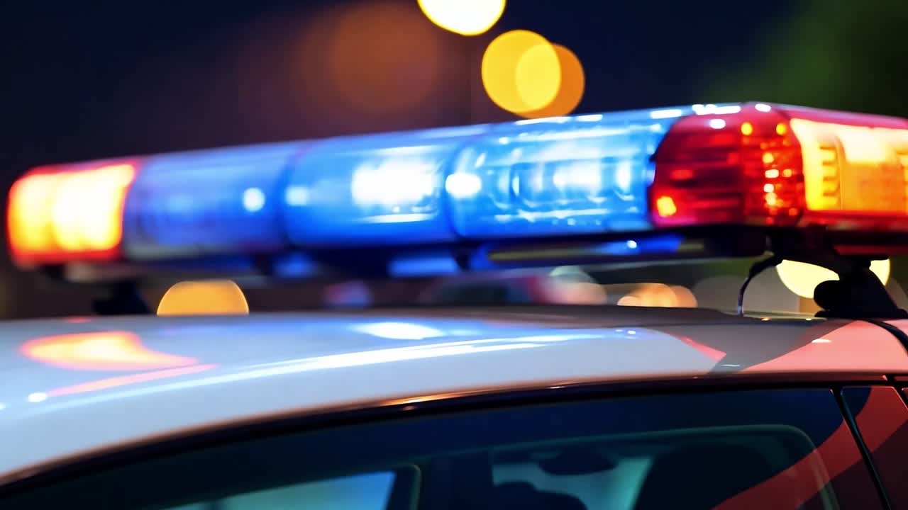 luces de los coches de policía por la noche