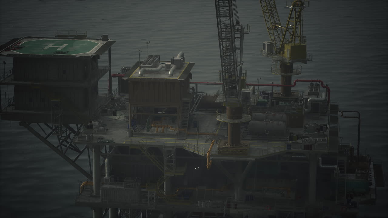 una plataforma petrolera en medio del océano