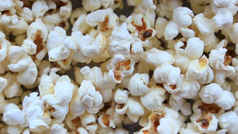 closeup pan of fresh homemade microwaved popcorn