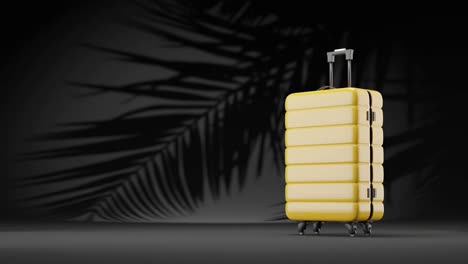 3d-rendering-animation-luggage-suitcase-with-palm-tree-leaf-in-black-background-shade-travel-concept-holiday-season