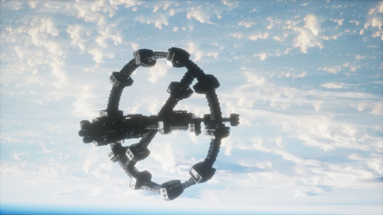 지구와 외계 우주 정거장 iss