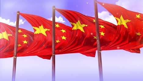 waving chinese flags