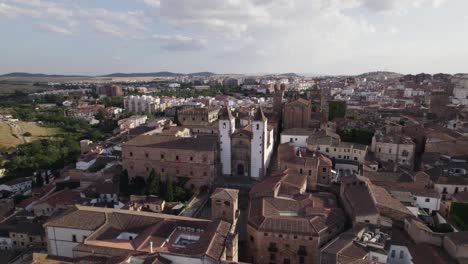 wide frontal view of baroque-style church, cinematic aerial