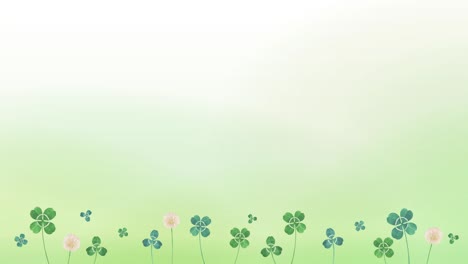 el trébol balanceándose en el viento, ilustración en acuarela. material de bucle (fondo verde)