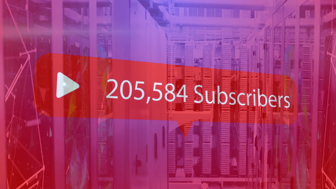 animación de suscriptores de texto con números crecientes en la sala del servidor