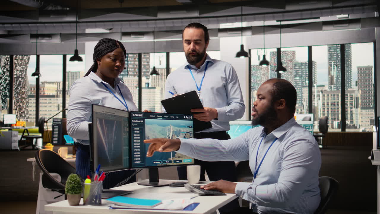 Team Of Engineers In Office Doing Green Energy Production Technology Testing