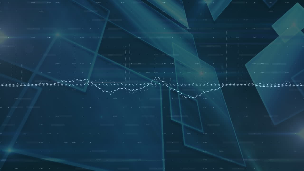 Animation of statistics and data processing on black background
