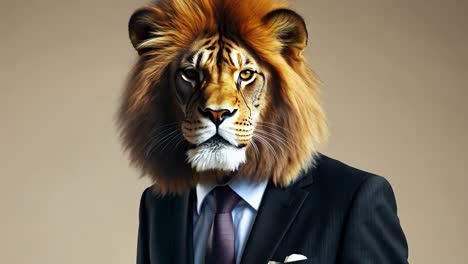 a lion in a suit