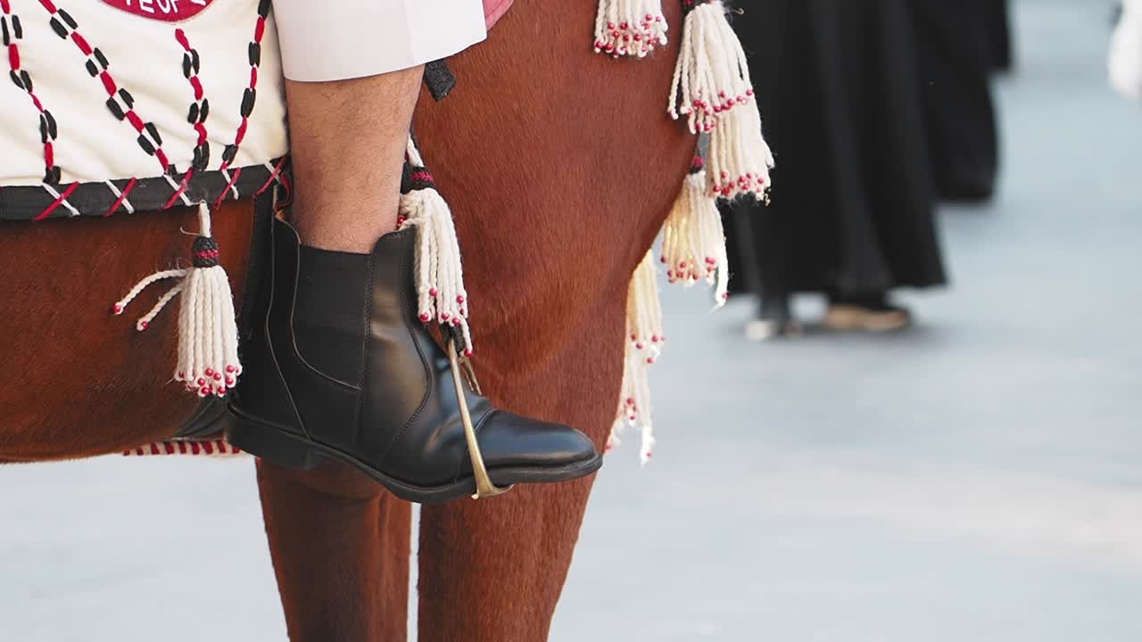 Equestrian with Leather Boot on Horse