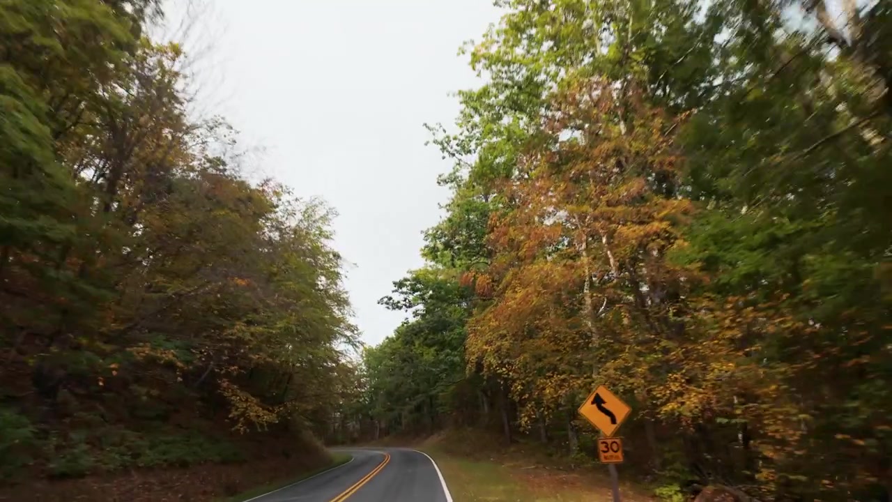 Skyline Drive snor sig gennem Shenandoahs farverige efterårsskovkroner.